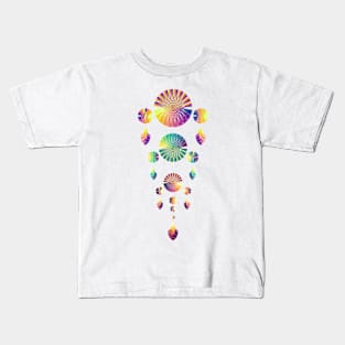 Dream Catcher Triple Tier | Combo 3 Sunset, Peacock and Volcano (White) Kids T-Shirt